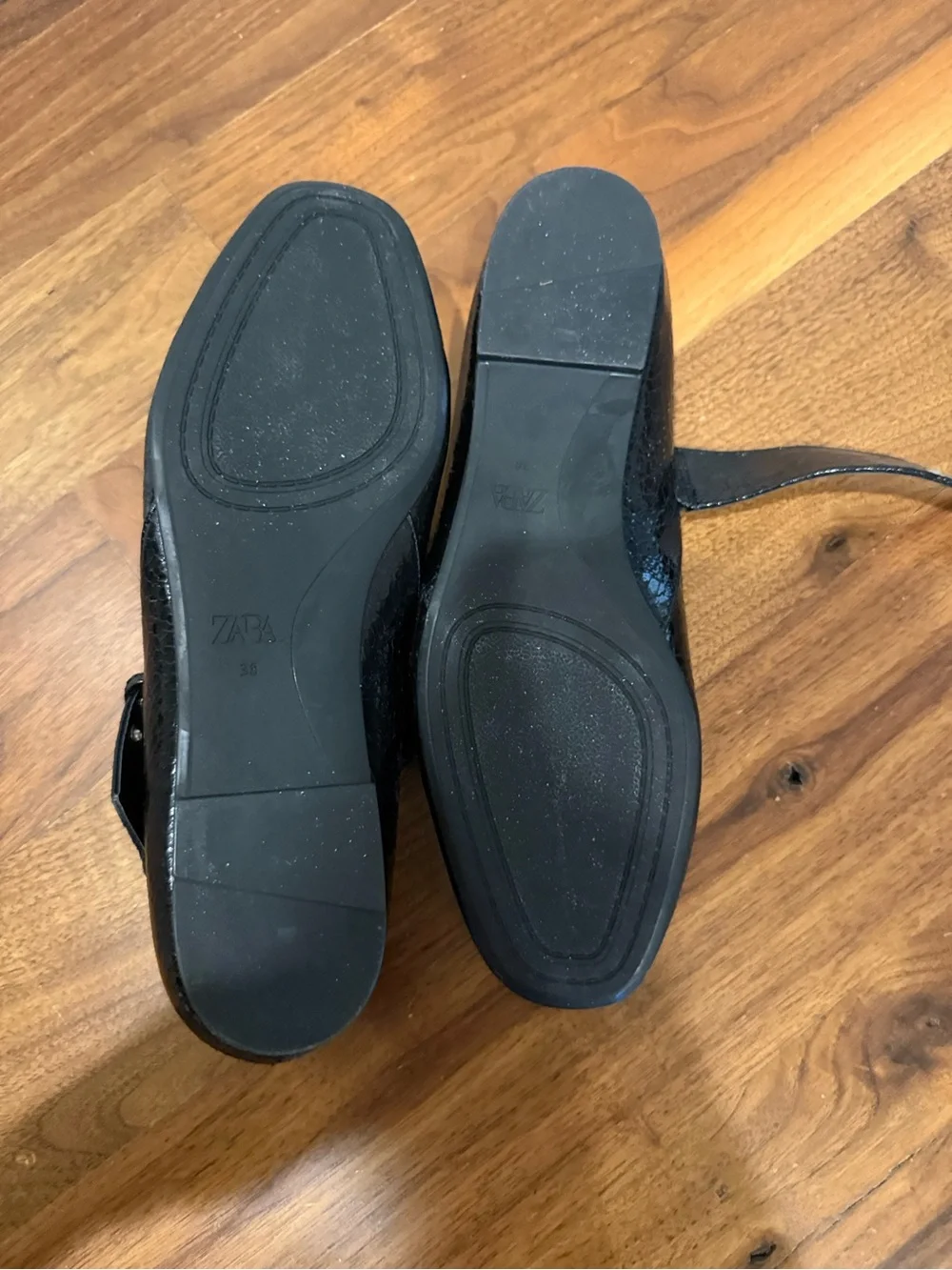 Zara Black Patent Mary Jane Flats Size 38